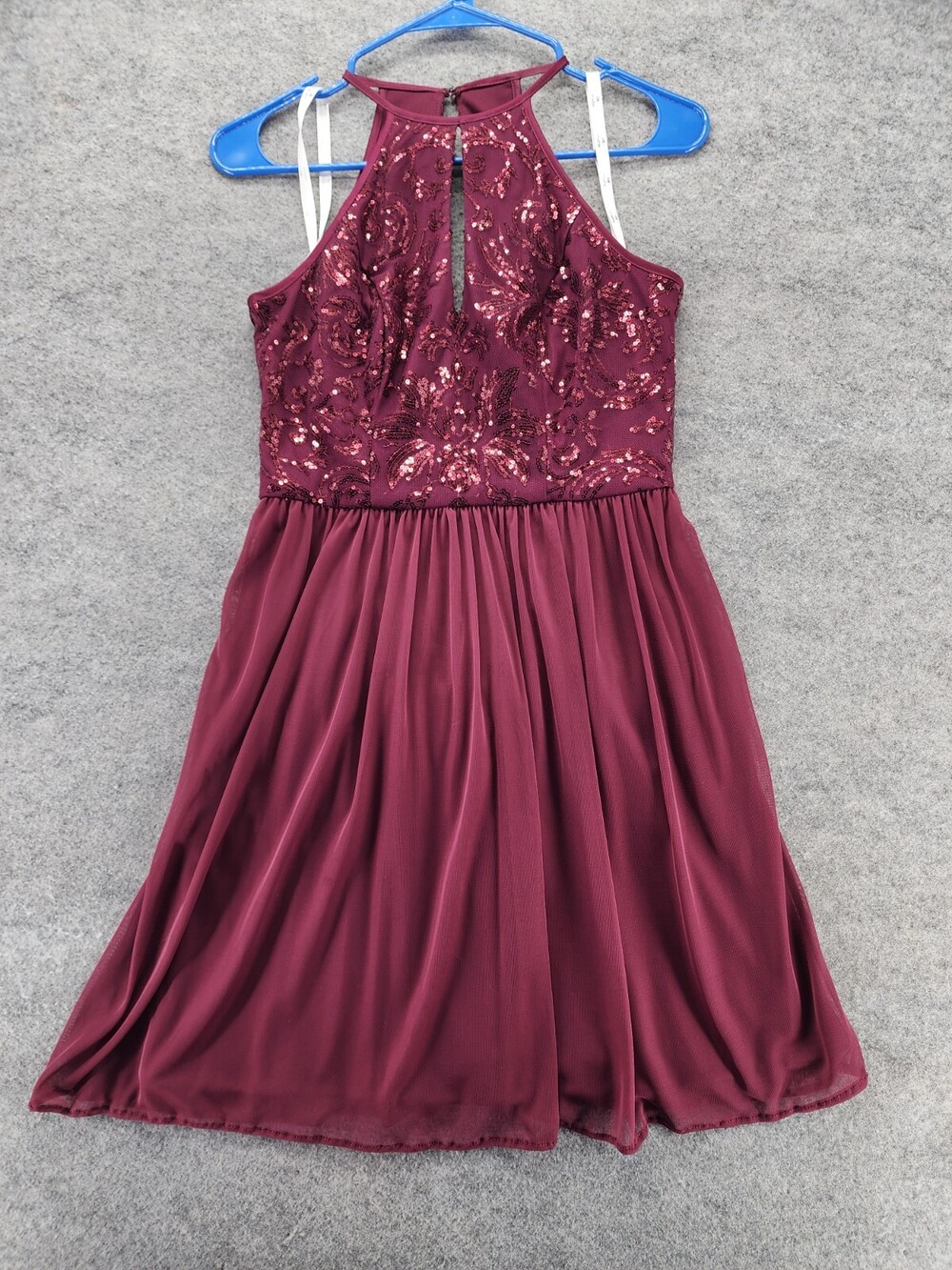 Davids Bridal Studio Dress Womens 2 Sleeveless Sequin Merlot Red